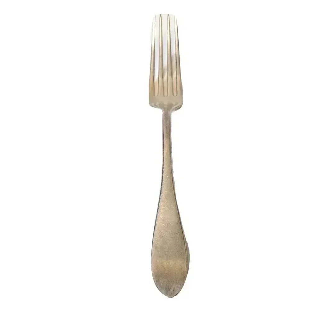 1834 J. Russell & Co. Dinner Fork Silverplate Antique 50g 7 1/2"